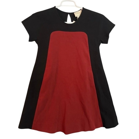 NWT Kate Spade Bosley Dress NJMU2069 Basic Geometry Black Red Size 0 - Picture 1 of 10
